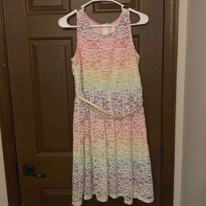 Justice girls 16 Plus Rainbow Belted Dress